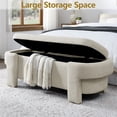 thumbnail image 5 of Triple Tree Storage Bench Linen Storage Ottoman with Cushioned Seat and Ventilation Holes, Beige, 5 of 8