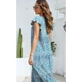 thumbnail image 3 of Fantaslook Dresses for Women Summer Casual Boho Dress Floral Print Ruffle Sleeve Midi Beach Dresses, 3 of 7