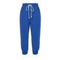 thumbnail image 5 of Womens Jogger Capris Ruffle Drawstring Waist Capris Pants Comfortable Loose Casual Cropped Trousers Blue M, 5 of 5