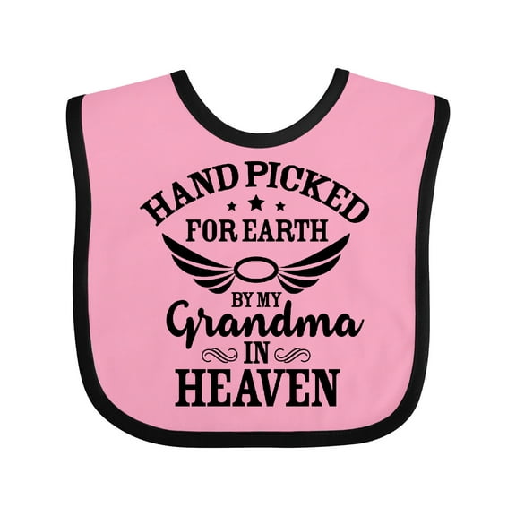 Inktastic Handpicked for Earth by My Grandma in Heaven Angel Wings Boys or Girls Baby Bib
