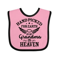 Inktastic Handpicked for Earth by My Grandma in Heaven Angel Wings Boys or Girls Baby Bib