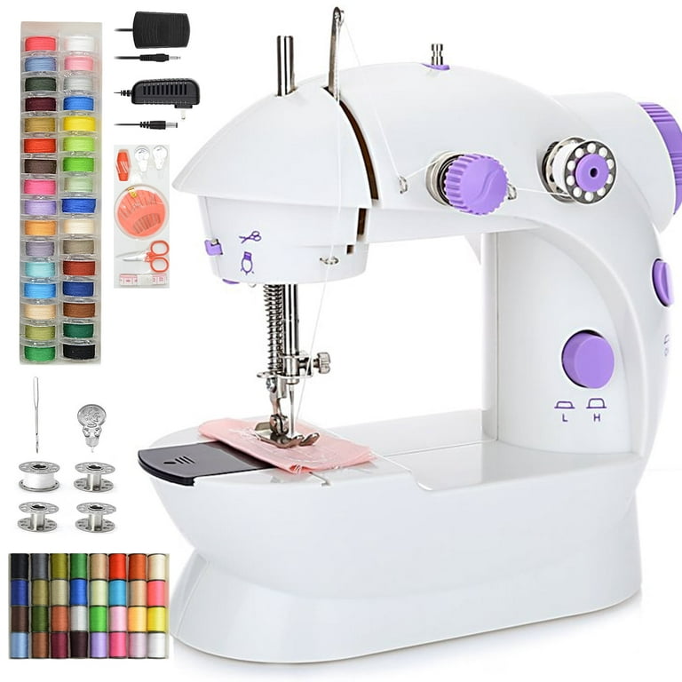 Best Choice Products 6V Compact Sewing Crafting Machine, White,Pink