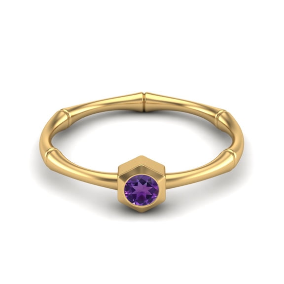 Mooneye 0.50 Ctw Round Amethyst 925 Sterling Silver Gold Vermeil Solitaire Women Valentine Ring