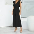 thumbnail image 4 of Aloohaidyvio Women's Elegant V Neck Jumpsuit Casual Straight Trousers Business Romper Formal Jumpsuit Black XL, 4 of 6