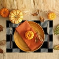 thumbnail image 4 of CaiYueKe Thanksgiving Table Mat Set Heat Insulation Placemats Holiday Dining Decor Kitchen Table Runner Fall Pumpkin Checkered Polyester Fabric Home Decorations, 4 of 7