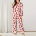 thumbnail image 2 of Hirioo Strawberry for Women's Pajama Sets 2 Piece Pjs Women's Long-Sleeved Pajama Set Button Down Sleepwear,S-XXL-Small, 2 of 7