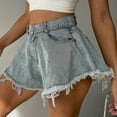 thumbnail image 3 of Denim Shorts Ripped High Waist Loose High Quality Tassel Jeans, 3 of 5