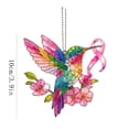 thumbnail image 3 of Awareness Ribbon Suncatcher, Stained Glass Flower Hummingbird Pendant, Window Hanging Decorative Ornament, Ornament for Home Window Car Rearview Mirror, 3 of 6