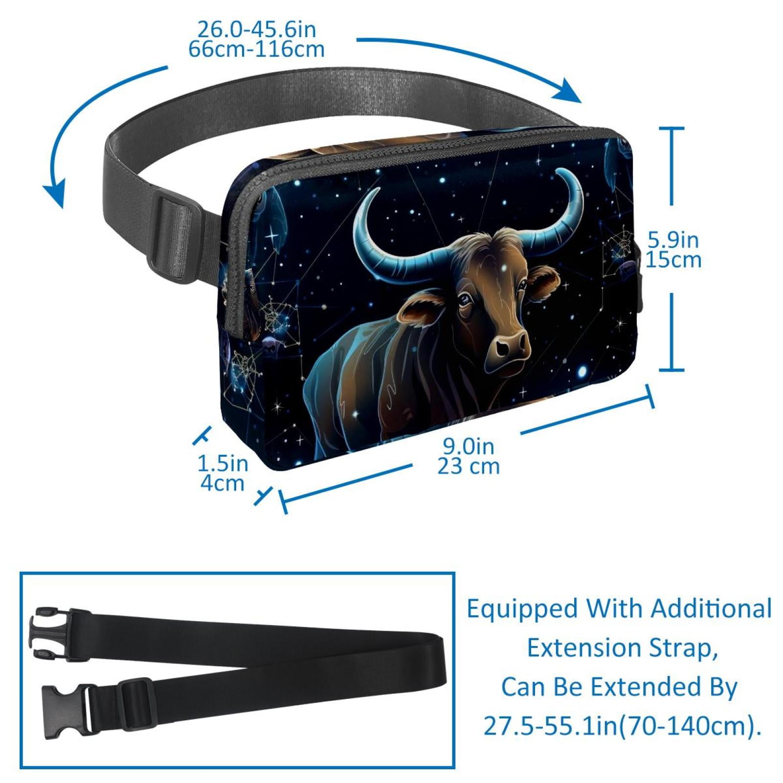 Taurus Running Belt Fanny Packs Waist Packs with Extension Strap Unisex Lightweight Adjustable