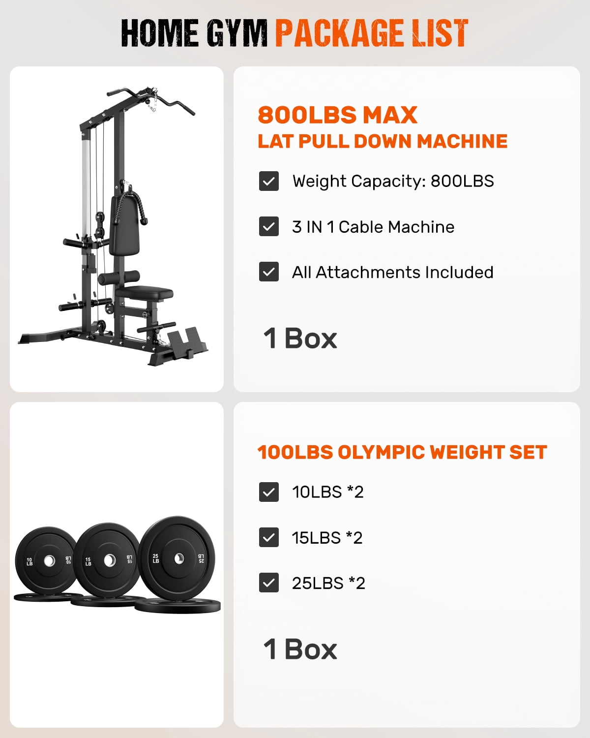MITONOS 3 in 1 LAT Pulldown Machine,LAT Row Cable Machine with AB Crunch and Cable Row Attachments for Home Gym,High or Low Pulley Stations with Weight Plates (Black)