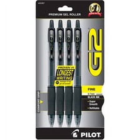 Pilot G2 Premium Gel Roller Pens - Fine Pen Point - 0.7 mm Pen Point Size - Refillable - Retractable - Black Gel-based Ink - 4 / Pack | Bundle of 5