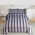 thumbnail image 2 of Feelyou Rectangle Abstract Men Queen Comforter Set, Seashell Navy Checkered Bedding Sets, Simple Fashion Style Reversible Bedding Comforter Set, Luxury Bedroom Decor, 3 Pieces, 2 of 8