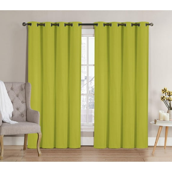 Neil Blackout Energy Saving Window Curtain Grommet Panels 52 in. W x 63 in. L, Set of 2 Panels - Green