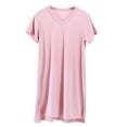 thumbnail image 4 of Bobifish Little Girls Dress V Neck Short Sleeve Side Slit Tee Dress Soft Breathable Everyday Casual Midi Dress, 4 of 4