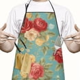 thumbnail image 2 of Pioneer Flower Floral Print Pattern Apron-Garden Aprons for Women with Pockets-Cotton Linen Waterproof Kitchen Cooking Gardening Aprons Adjustable for Kitchen,Cooking,BBQ and Salon 33x27 Inch, 2 of 7