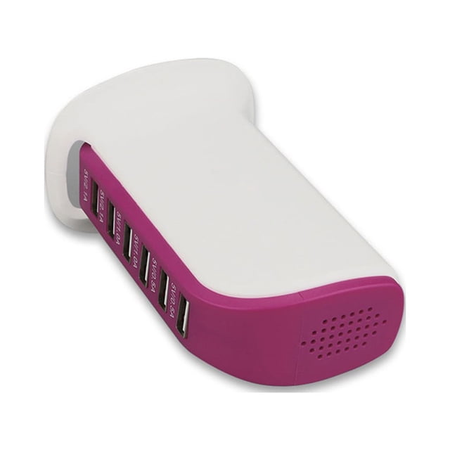 Matsuzay Cargadores USB de 6 puertos Estación de carga rápida Conectores de escritorio Enchufe de extensión rápida Enchufes de viaje Electrónica Rosa roja