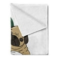 thumbnail image 2 of Pug Soft Flannel Fleece Throw Blanket, Dog with Girl Loving Your Pets Bonding with the Animals, Cozy Plush for Indoor and Outdoor Use, 60" x 80", Forest Green Pale Brown, by Ambesonne, 2 of 5