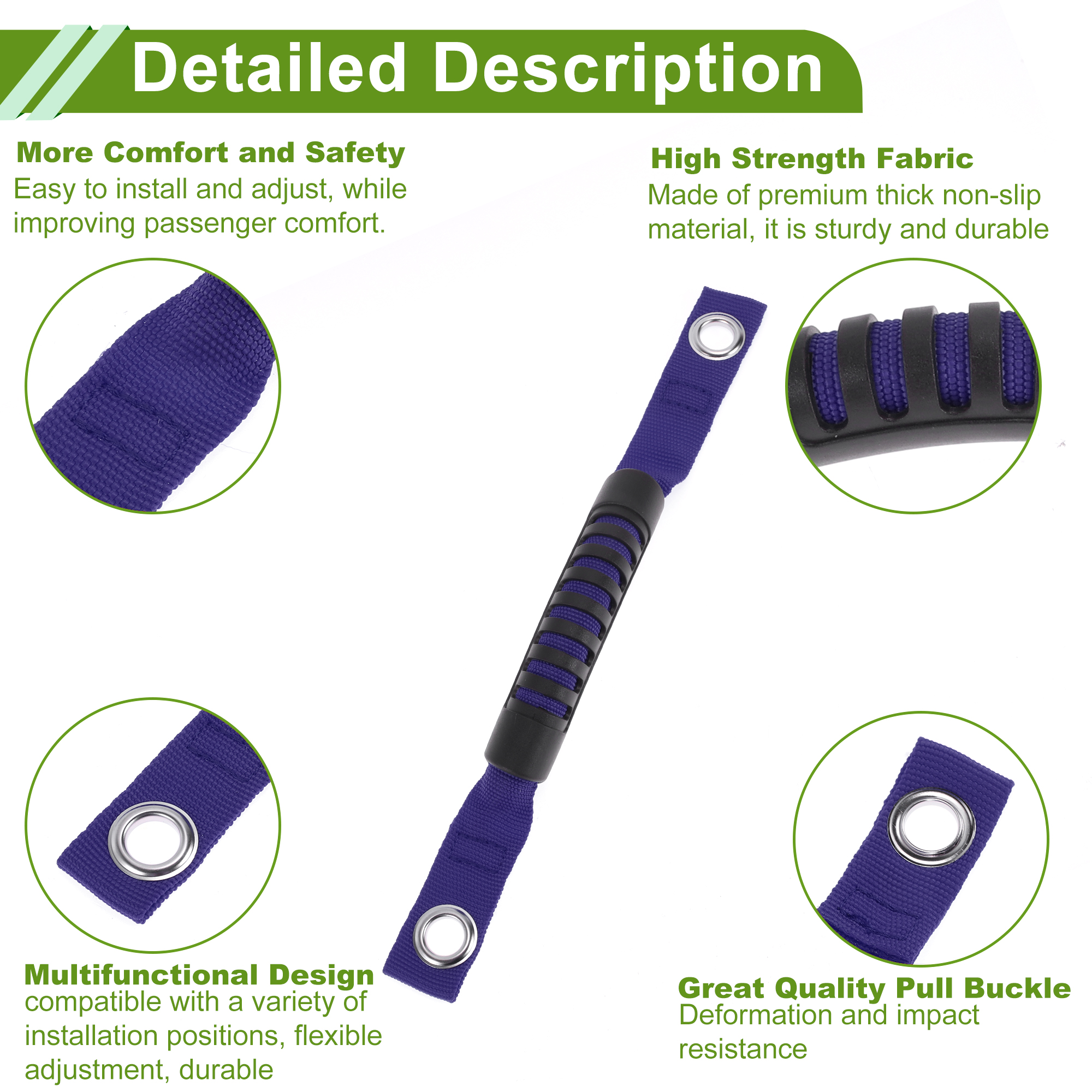 Unique Bargains Roll Bar Grab Handles for Jeep Wrangler 2018-2025 Grip Handle Holder Nylon Plastic Black Blue 4 Pcs