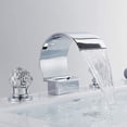 thumbnail image 4 of Widespread Bathroom Basin Faucet Crystal Handle Sink Mixer Tap Chrome Finish, 4 of 11
