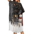 thumbnail image 4 of HELLHERO Snowman Lantern Night Long Kimono Swimsuit Cover Up Long Casual Loose Polyester Breathable Bathing Suit Cover Up, 4 of 6