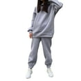 thumbnail image 4 of 2 unids mujeres chándal traje jersey manga larga capucha calientes pantalones de sudor traje conjunto trajes otoño invierno para jogging Gris m Soledad Chándal de sudor, 4 of 9
