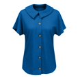 thumbnail image 5 of Women's Waffle Button Down Collared Shirt Short Sleeve Casual Blouse Loose Fit Lightweight Waffle Knit Gauze Shirts Summer Dressy Casual Office Work Blouse Business Camping Clothes Blue M, 5 of 7