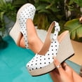 thumbnail image 2 of Hurxie Womens Closed Toe Platform Espadrilles Lace Wedge Heel Sandals White 8.5, 2 of 8