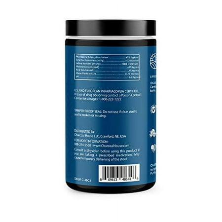 Charcoal House USP Coconut Activated Charcoal Powder - Detox and Cleanse 12oz
