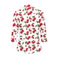 thumbnail image 6 of HCYSFG Womens Cherry Print Polo Shirt Collared 3/4 Sleeve Quarter Zip Golf Blouse Curved Hem Relaxed Fit Casual Sports Top, 6 of 6
