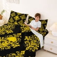thumbnail image 3 of Homewish Black Gold Skull Bed Sheets,Hipple Damask Full Size Sheets,Happy Halloween Bed Set,4pcs,1 Flat Sheet, 1 Fitted Sheet and 2 Pillowcases, 3 of 6