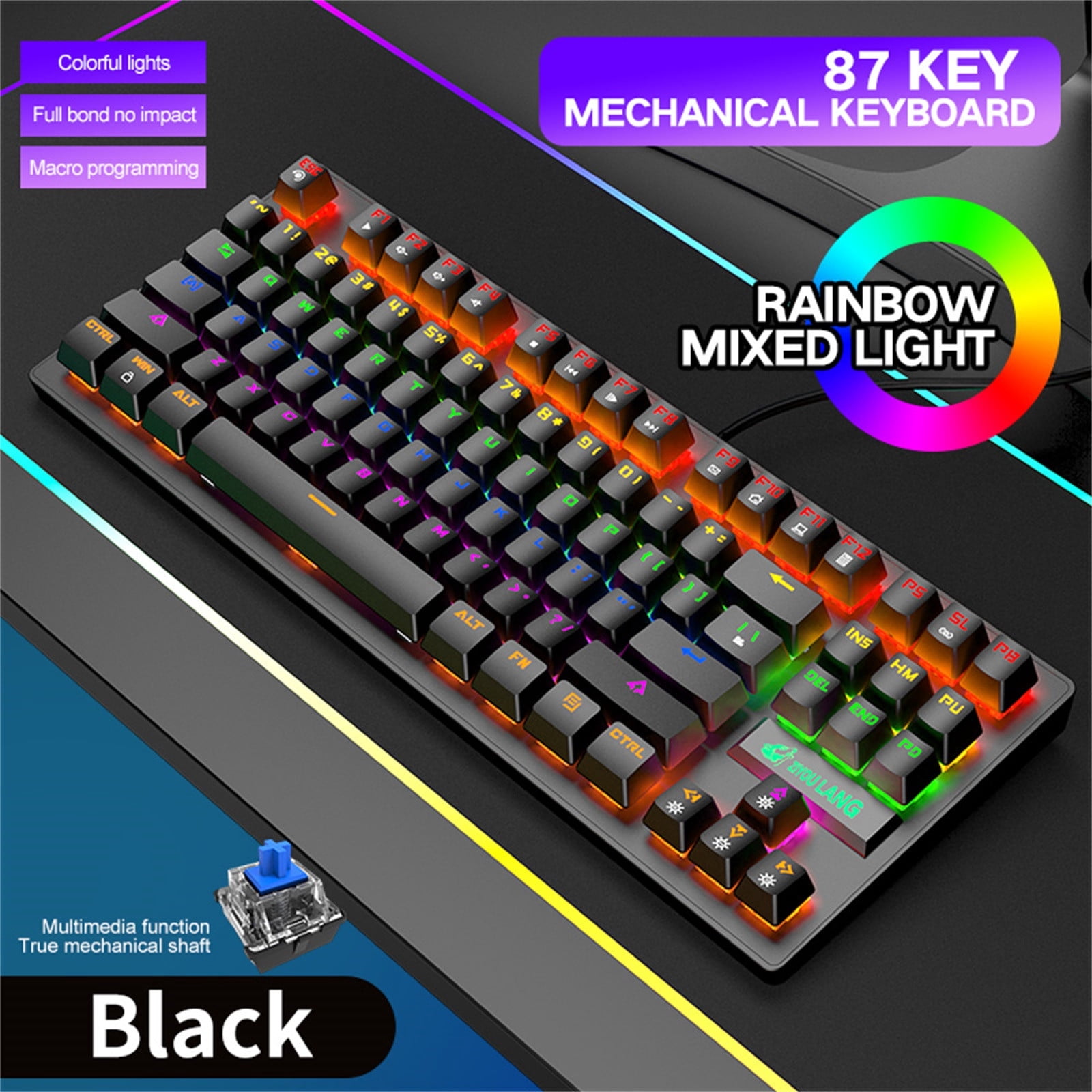 AK33 Mechanical Keyboard, Blue 82-Keys Backlit Gaming Keyboard for Computer Laptop