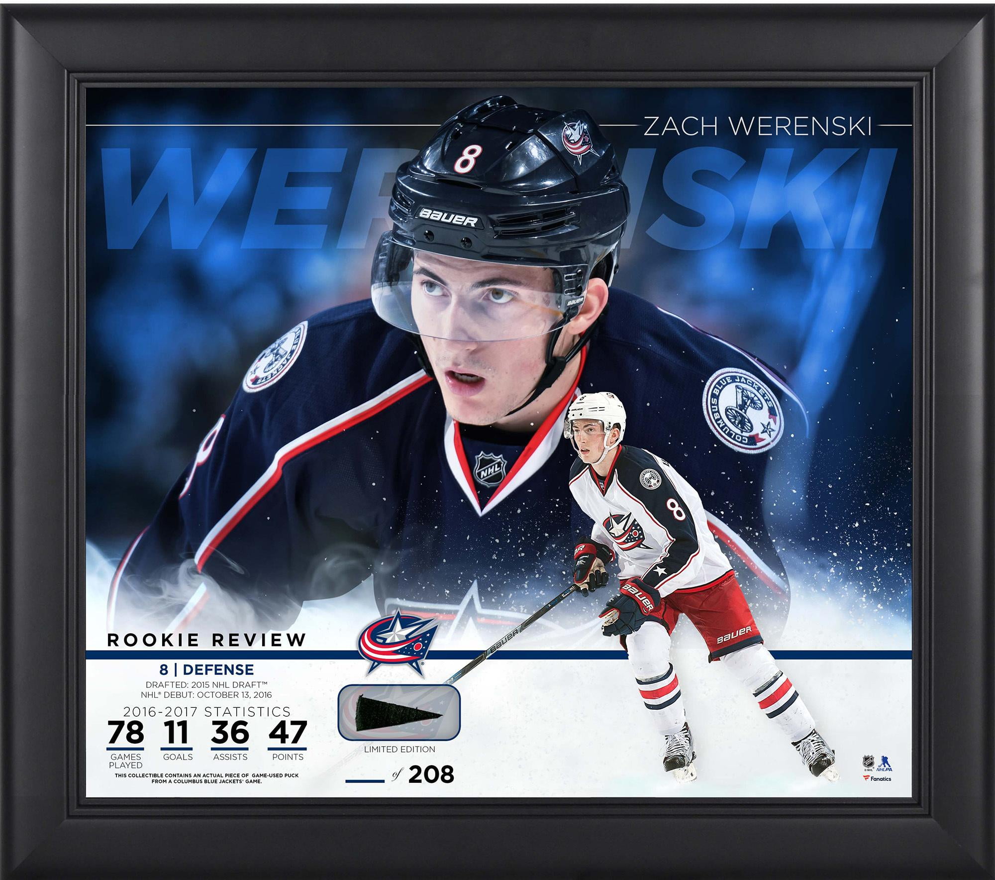 Zach Werenski Columbus Blue Jackets Framed 15 X 17 Rookie Review Collage With Piece Of Game Used Puck Limited Edition Of 208 Walmart Com Walmart Com