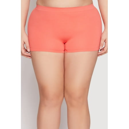 Womens Plus Size Ribbed Seamless Boyshort Panty