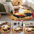 thumbnail image 6 of Retro Rooster Large Area Rugs for Bedroom Living Room, Soft Non Slip Carpet Bedside Rug, Yellow Sunflower Red Plaid Farmhouse Round Floor Cover Kitchen Accent Rug 6' for Dining Room/Office, 6 of 9