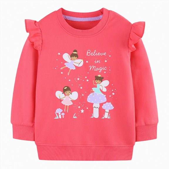 Gubotare Toddler Sweatshirts for Girls Girls Sweatshirts Toddler Baby Girls Shirt Pullover Teen Girls Crop Sweatshirts 1T 2T (Hot Pink,1-2 Years)