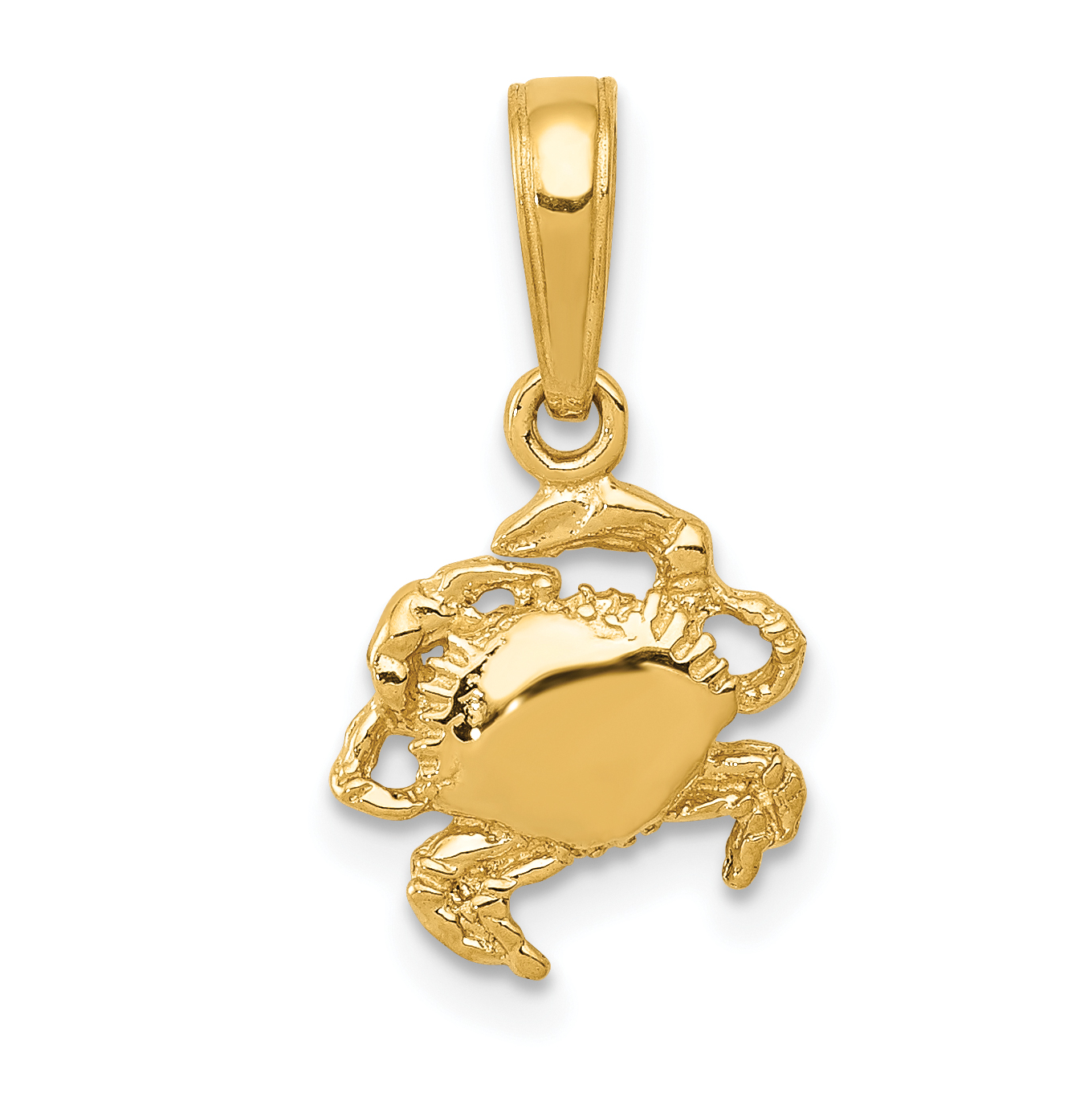 14k Yellow Gold Crab Pendant Charm 