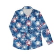 thumbnail image 4 of 4th of July Shirts for Women Button Down Long Sleeve Blouses American Flag Print Shirt Dressy Casual Tops Patriotic Outfit, 4 of 5
