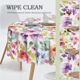 thumbnail image 4 of Spring Summer Floral Round Tablecloths 60 Inch Purple Pink Watercolor Flowers Table Cloth Wipeable Table Cover Protector Wildflower Table Covers for Party, Picnic, Dinning, Weddings, 4 of 6