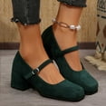 thumbnail image 2 of Women's Fashion Suede Buckle Comfortable Casual Shoe On Square Heel Dress Shoes Low Chunky Heels Oktoberfest Dress Dirndl Block Heels Suede Closed Round Toe Comfortable Shoes For Women, 2 of 8