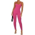 thumbnail image 1 of Bellella Combinaisons pour Femmes Col Rond Pantalon Long Combinaison Extensible Décontractée Bretelles Spaghetti une Pièce Femme 2831 Rose Rouge G, 1 of 4