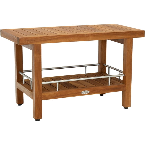 Patented 30" Spa™ Teak & Stainless Shower Bench with Shelf