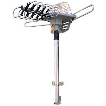 Able Signal 150 Miles HDTV Antenna Amplified HD Digital Outdoor with Motorized 360 Degree Rotation, UHF/VHF/FM Radio with Infrared Remote Control with telescoping