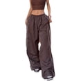 thumbnail image 3 of Women Y2k Cargo Pants Elastic Waist Wide Leg Baggy Joggers Hip Hop Trousers Streetwear, 3 of 6