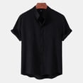 thumbnail image 2 of cfhntfmh Summer Short Sleeve Shirts for Men Lightweight Button down Beach Tees Solid Color Shirts with Pocket, 2 of 4