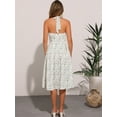 thumbnail image 3 of DARING DIVA Women's Halter Sleeveless Lace Up Floral Midi Dresses M White Blue, 3 of 6