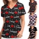 thumbnail image 4 of Blusa Pntutb para mujer, uniforme de mujer, ropa de trabajo, estampado, cuello en V, manga corta, tops con bolsillo Pntutb Pntutb-5846, 4 of 5