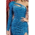 thumbnail image 3 of Royal Queen RQ7970 Juniors Womens One Long Sleeve Sequined Prom Dress With High Slit, 3 of 10