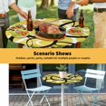 thumbnail image 6 of Elastic Fitted Round Tablecloth, Yellow Geometric Waterproof Stretch Table Cover for 36"-44" Tables, Farmhouse Abstract Black White Striped Washable Outdoor Tablecloths for Patio, Picnic, Camping, 6 of 9