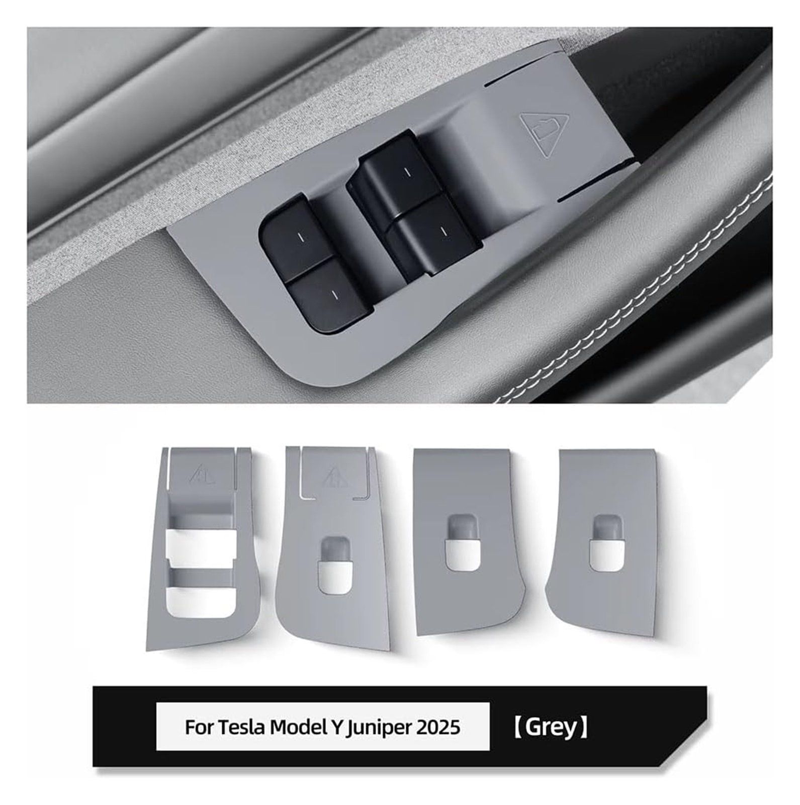 YUASDGCK LHD for Tesla Model Y Launch 2025 2026 Juniper Car Glass Lift Switch Panel Door Armrest Lift Control Trim Cover,C-White
