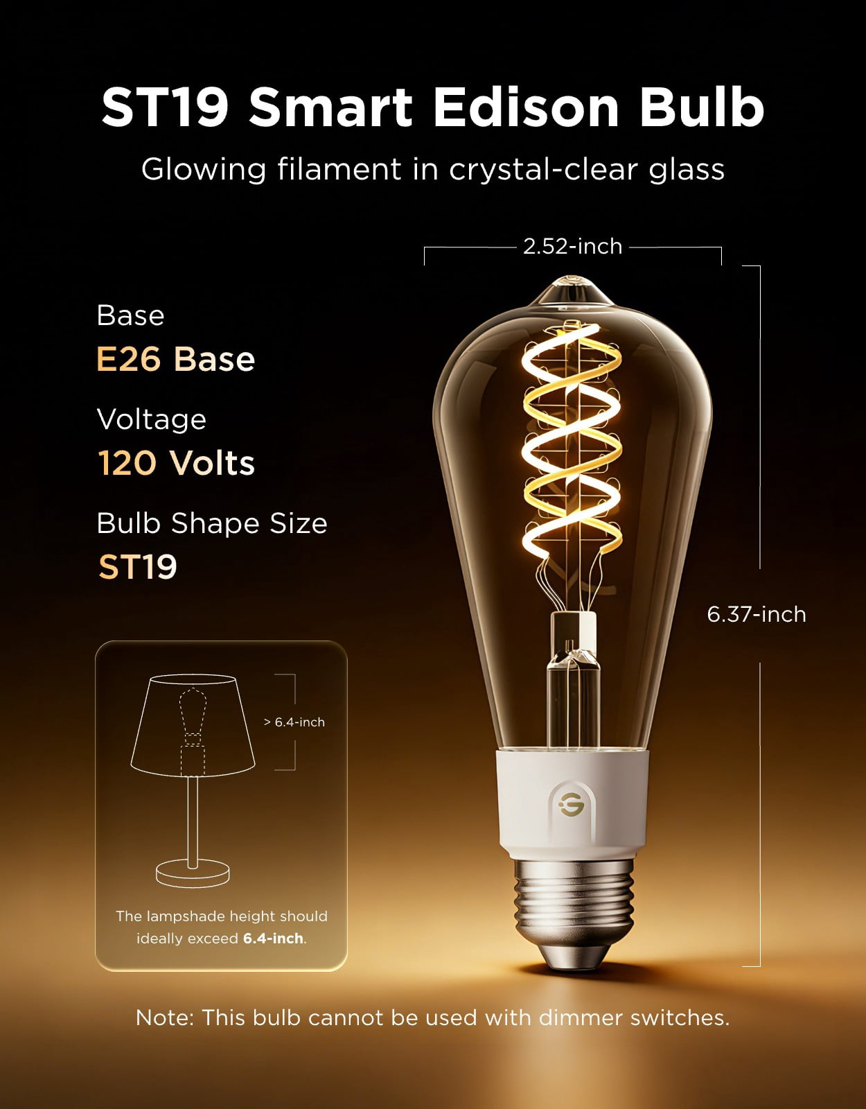 Govee 500LM RGBWW Smart ST19 LED Bulb 4 Pack, 64+ Scene Modes, Classic Design Bulb, High-Density COB Light Strips, Smart Control